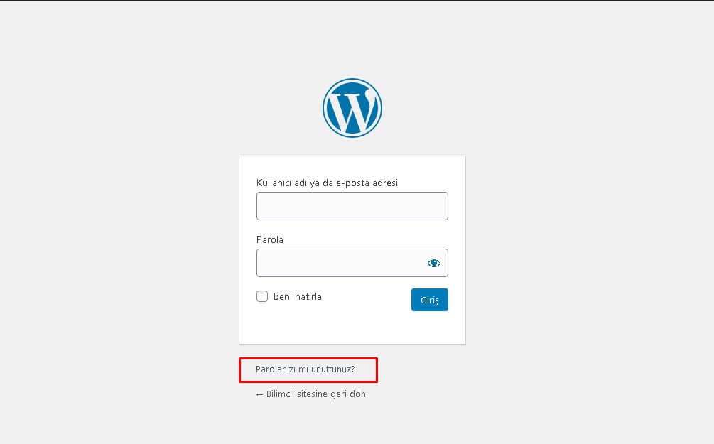 WordPress admin şifresi değiştirme yolları